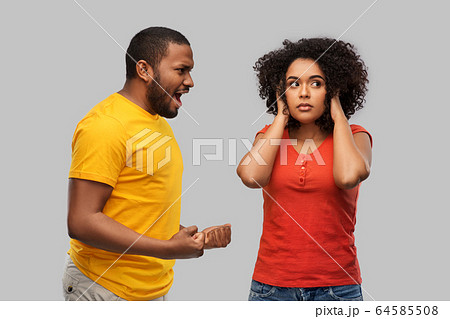 african american couple having argument 64585508