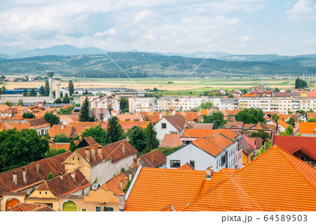 Rasnov old town and mountain in Rasnov, Romania 64589503