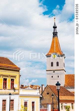 Medieval old town and church in Rasnov, Romania 64589506