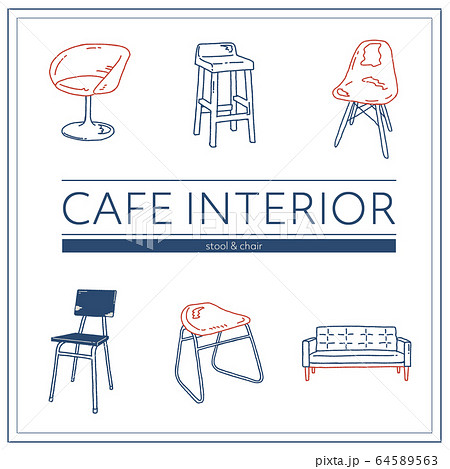 おしゃれなカフェインテリア 椅子 スツールのイラスト素材