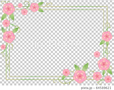 Pink flowers and leaves frame - Stock Illustration [64589621] - PIXTA