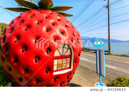 フルーツバス停:イチゴ 【長崎県諫早市小長井町】 フルーツバス停:イチゴ 【長崎県諫早市小長井町】 64589634