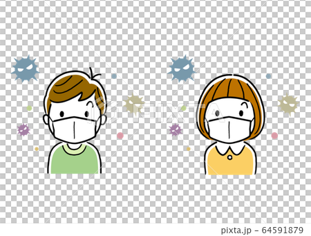 Stock illustration: boy and girl wearing masks Stock illustration: boy and girl wearing masks 64591879