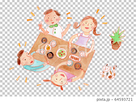 Family meal watercolor 64593721