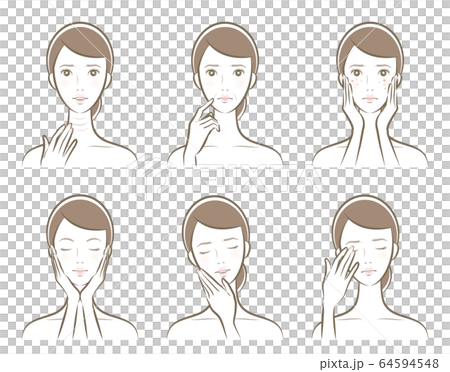 Illustration of a woman doing skincare Illustration of a woman doing skincare 64594548