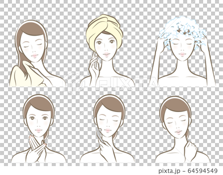 Illustration of a woman doing skincare Illustration of a woman doing skincare 64594549
