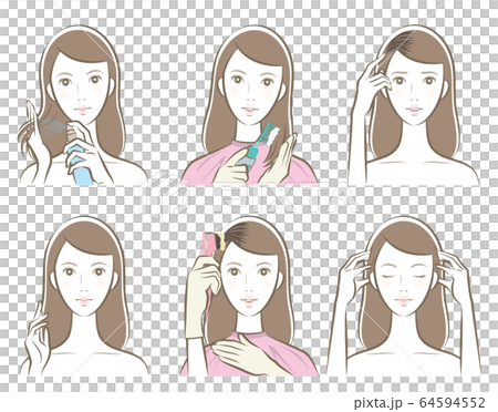 Illustration of a woman doing hair care Illustration of a woman doing hair care 64594552