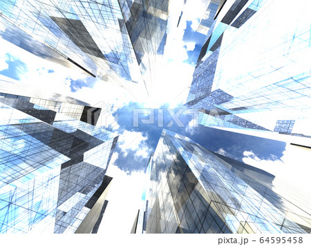 CGイラスト 立体 長方形 ビル マンション 放射状 あおり CGイラスト 立体 長方形 ビル マンション 放射状 あおり 64595458