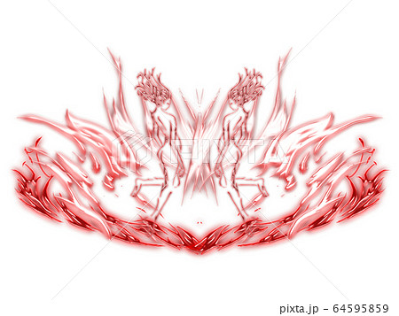 クリスタル風デザイン 双子の火の精霊 対面2のイラスト素材