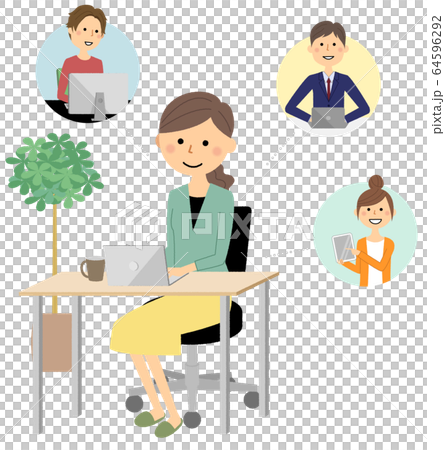 Telework remote work - Stock Illustration [64596292] - PIXTA