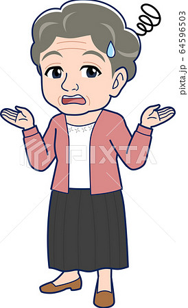 白髪のおばあさん、全身 64596503