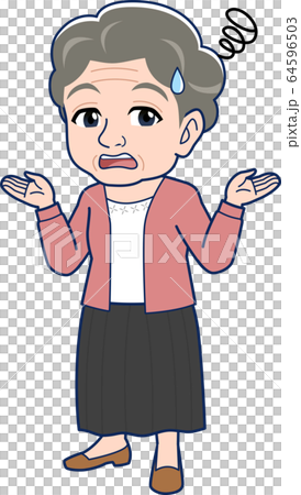 白髪のおばあさん、全身 64596503