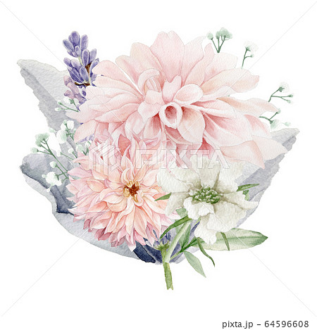 Watercolor Flowers Clipart, Floral Wedding Invitation 64596608