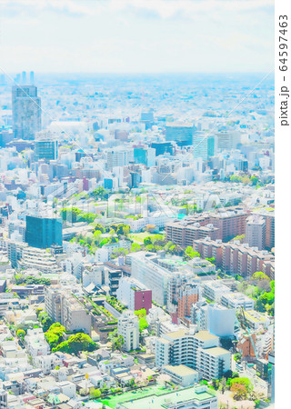 東京の都市風景 アニメ風のイラスト素材
