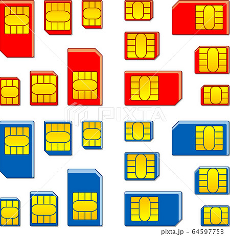 SIMカード影付き アイコンセット ベクターイラスト SIMカード影付き アイコンセット ベクターイラスト 64597753