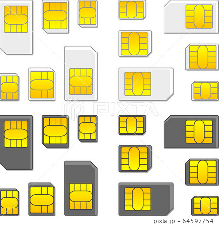 SIMカード影付き　アイコンセット　ベクターイラスト 64597754