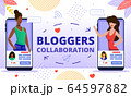 Popular Bloggers Collaboration Flat Vector Concept 64597882