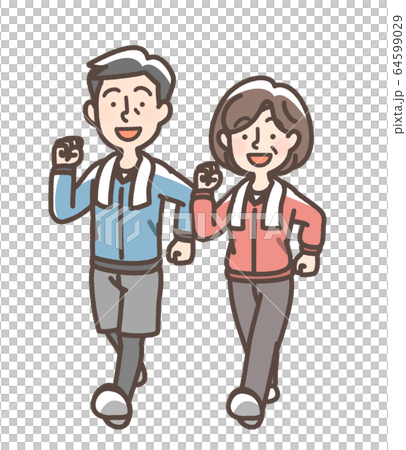 ジョギング ウォーキング 中年男女 ジョギング ウォーキング 中年男女 64599029