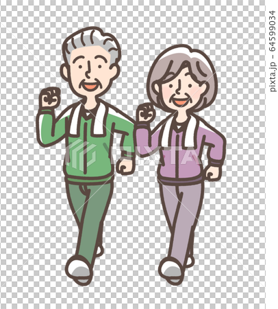 ジョギング ウォーキング 高齢者のイラスト素材