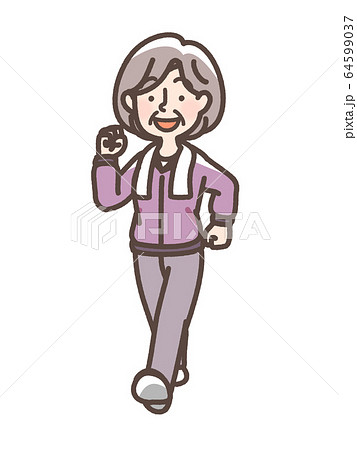 ジョギング ウォーキング おばあさん ジョギング ウォーキング おばあさん 64599037