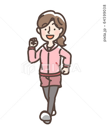 ジョギング　ウォーキング　女性　 64599038