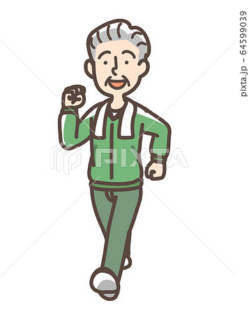 ジョギング　ウォーキング　おじいさん 64599039