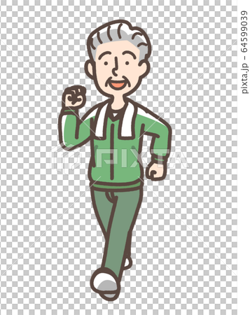 ジョギング　ウォーキング　おじいさん 64599039