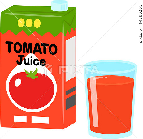 紙パック入りのトマトジュースのイラスト素材