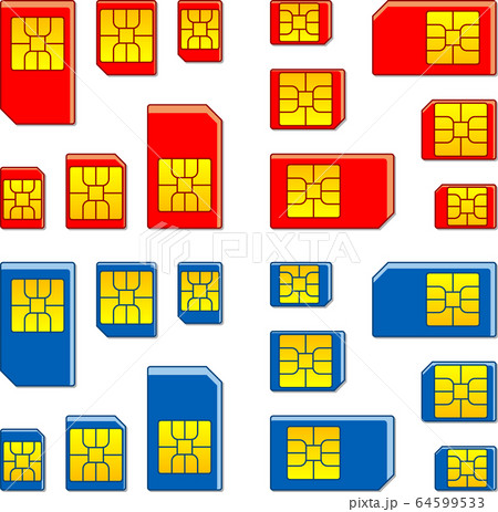 SIMカード影付き　アイコンセット　ベクターイラスト 64599533