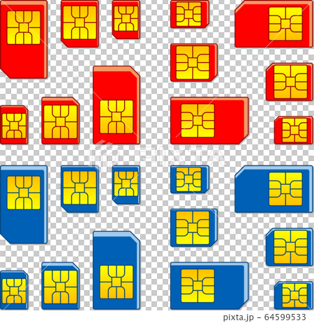 SIMカード影付き　アイコンセット　ベクターイラスト 64599533