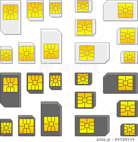SIMカード影付き　アイコンセット　ベクターイラスト 64599534
