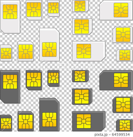SIMカード影付き　アイコンセット　ベクターイラスト 64599534