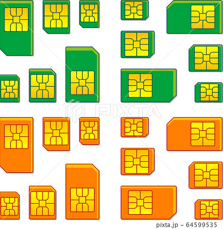 SIMカード影付き アイコンセット ベクターイラスト SIMカード影付き アイコンセット ベクターイラスト 64599535