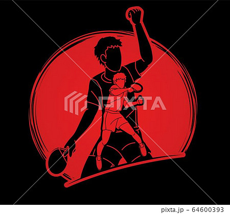 Group of Ping Pong players, Table Tennis players action cartoon sport graphic vector. Group of Ping Pong players, Table Tennis players action cartoon sport graphic vector. 64600393