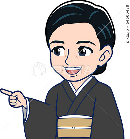 黒い和服を着た女性 64600429