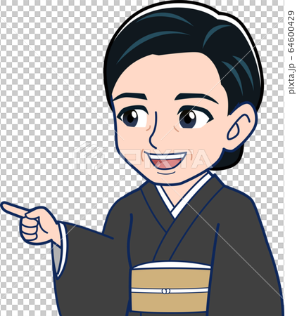 黒い和服を着た女性 64600429