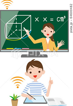小学生のオンライン授業 64600482