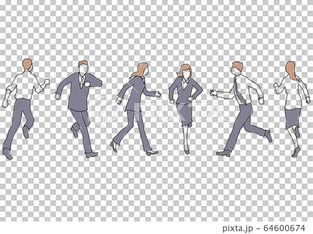 走る人物　線画 64600674