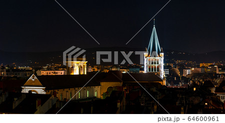 The night view of medieval insular palace Palais 64600961