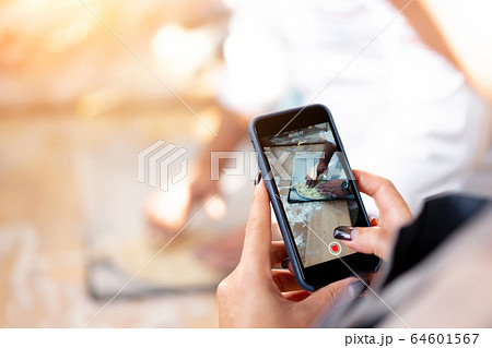 A woman shoots the khachapuri preparation process A woman shoots the khachapuri preparation process 64601567