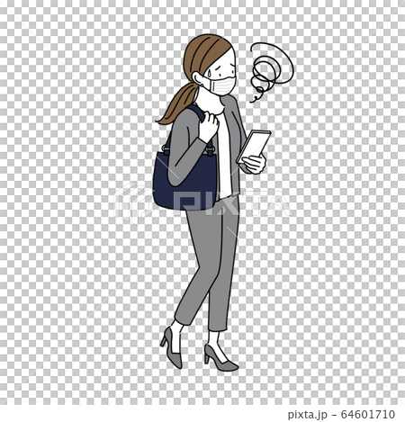 A woman wearing a mask and going to work A woman wearing a mask and going to work 64601710