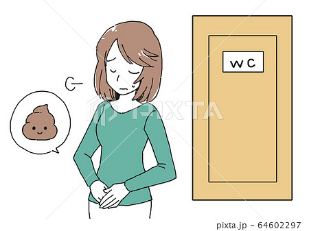 便秘に悩む女性のイラストのイラスト素材
