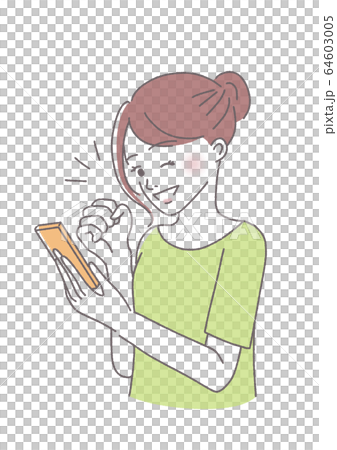 膽量大的女人看著智能手機 64603005