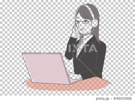 女人在呼叫中心（辦公室）講話 64603006