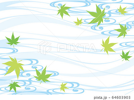 青紅葉と流水 和柄背景のイラスト素材