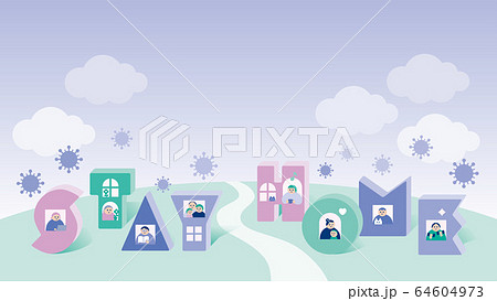 家にいよう_紫_stay home,Townscape with sky, clouds 家にいよう_紫_stay home,Townscape with sky, clouds 64604973