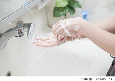 手を洗う 手を洗う 64605173