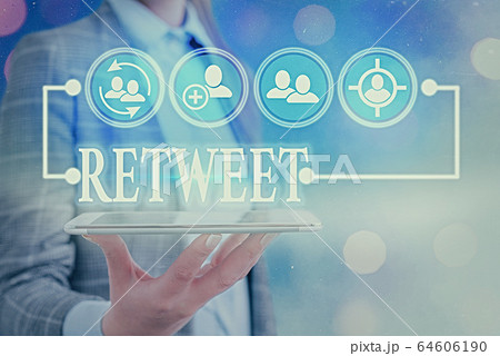 Text sign showing Retweet. Conceptual photo in Text sign showing Retweet. Conceptual photo in 64606190