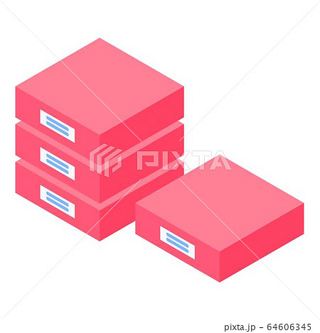 Red delivery box icon, isometric style Red delivery box icon, isometric style 64606345