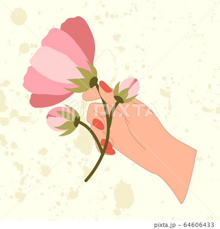 Retro Vector Illustration Of Hand With Pink のイラスト素材